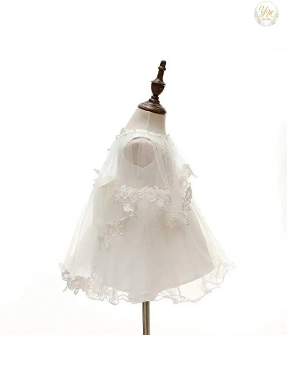 Christening Baptism Gown Set Baby Girl Floral Dress with Bonnet